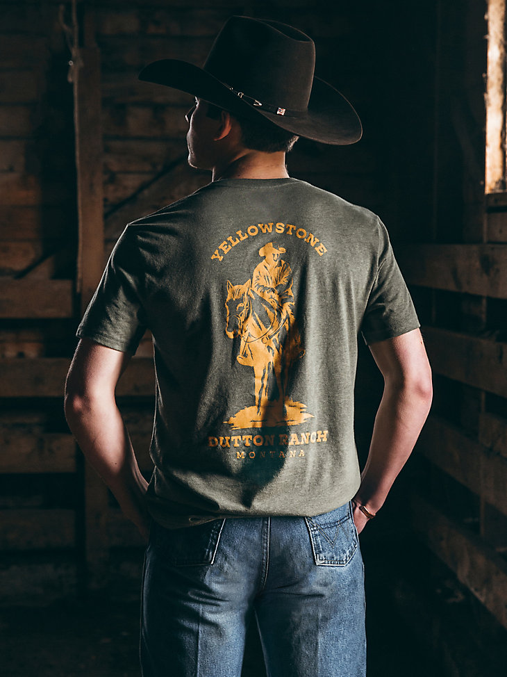 Wrangler x Yellowstone Men's Graphic T-Shirt in Sage Heather alternative view