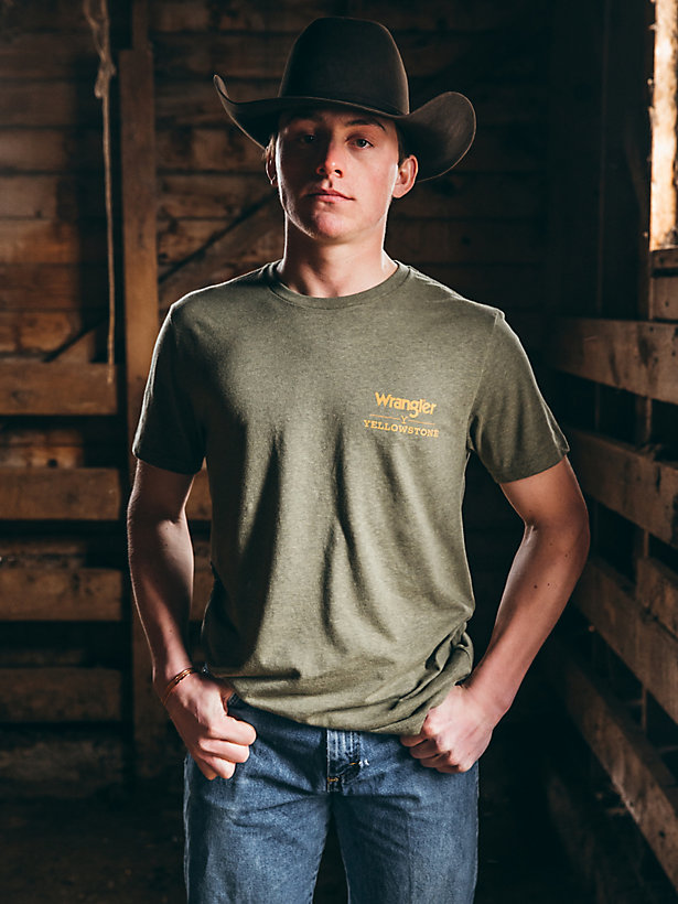 Wrangler x Yellowstone Men's Graphic T-Shirt in Sage Heather