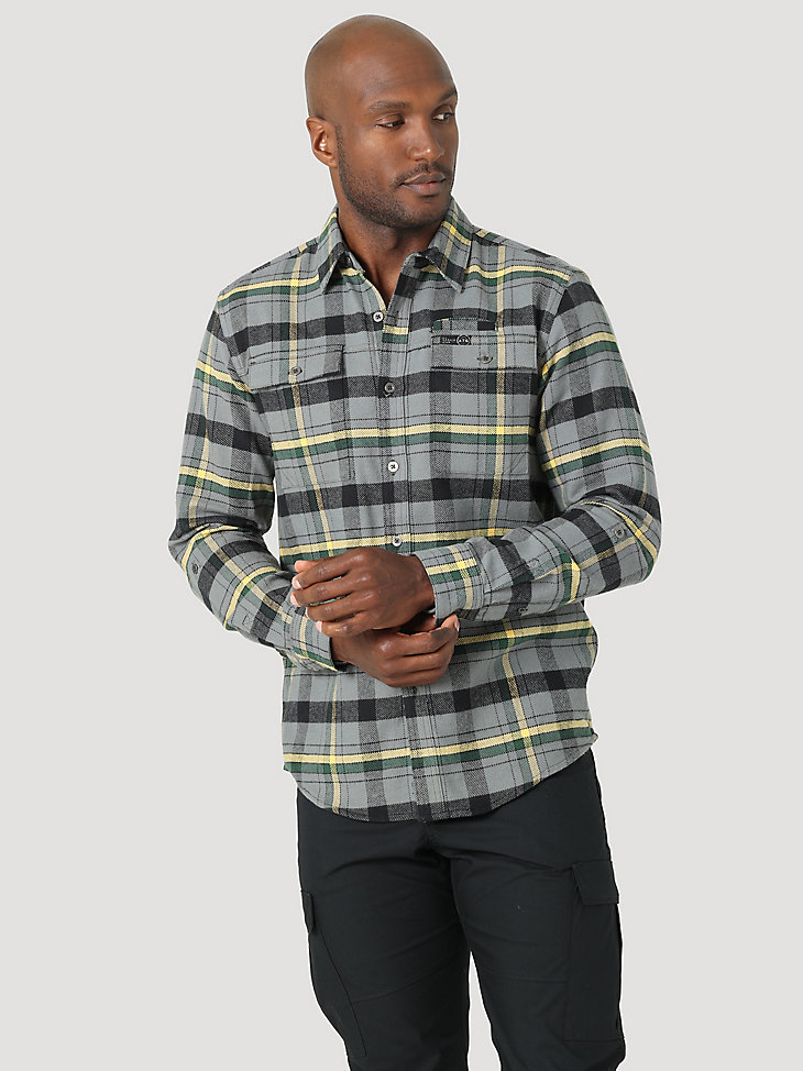 ATG By Wrangler™ Men's Fireside Flannel Shirt in Quiet Shade main view