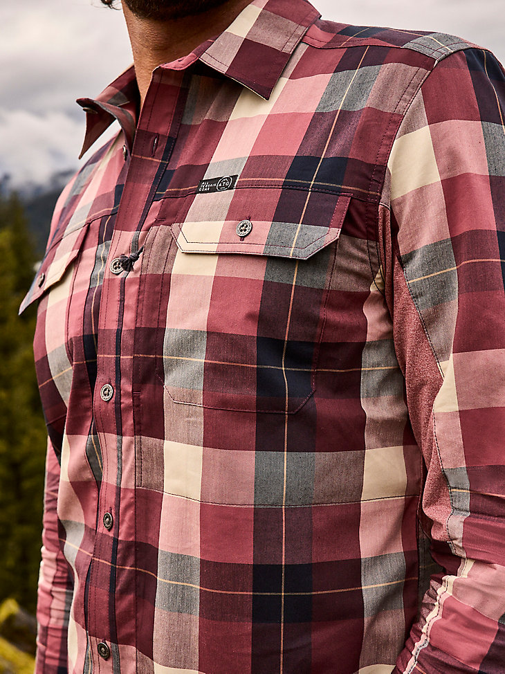 ATG By Wrangler™ Plaid Mixed Material Shirt in Beagle Apple Butter alternative view
