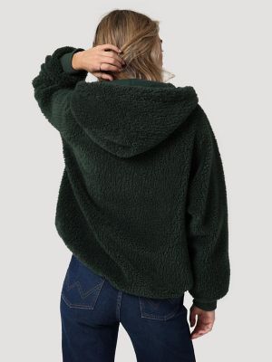 Women's Hooded Sherpa Jacket in Sycamore Green alternative view 2
