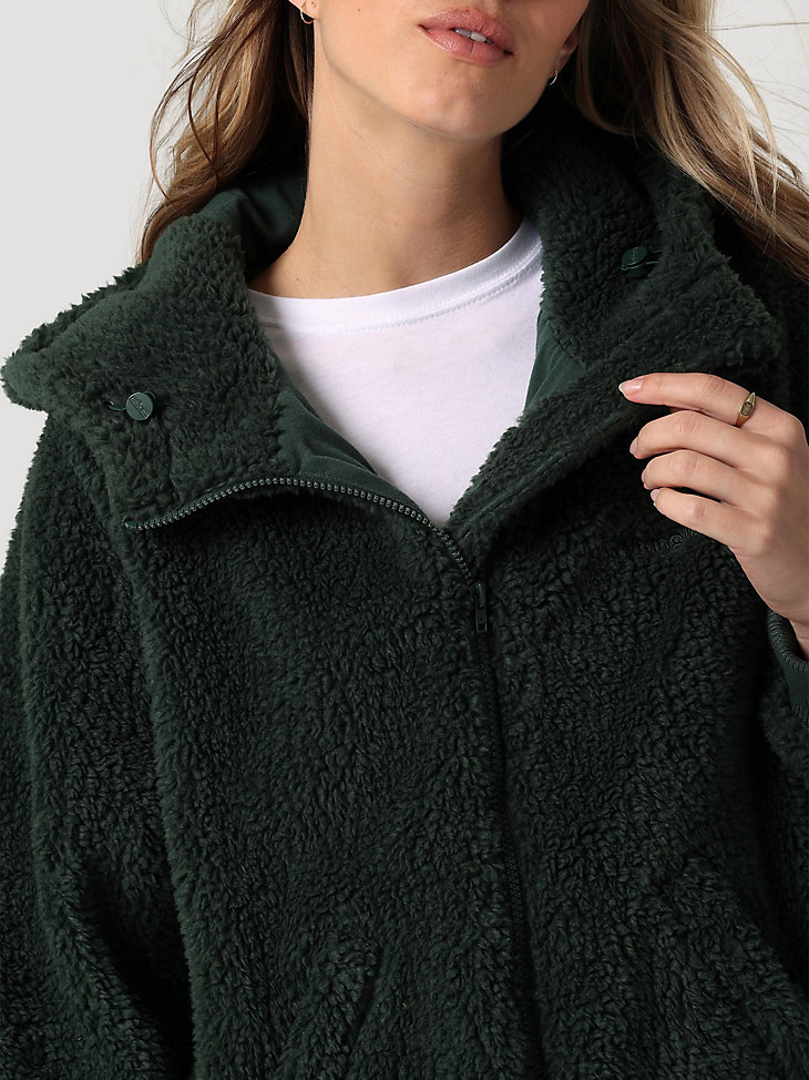 Women's Hooded Sherpa Jacket in Sycamore Green alternative view 6