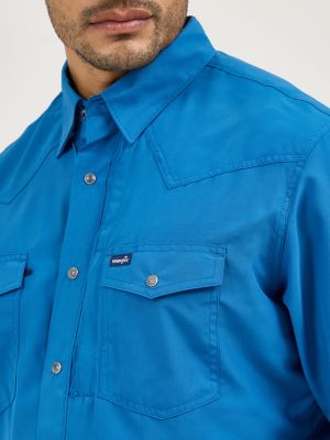 Men's Wrangler Performance Snap Long Sleeve Solid Shirt