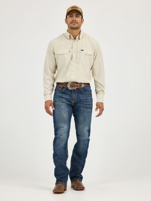 Men's Wrangler Performance Snap Long Sleeve Solid Shirt in Overcast alternative view 3