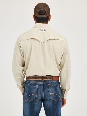 Men's Wrangler Performance Snap Long Sleeve Solid Shirt in Overcast alternative view 4