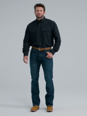 Men's Wrangler Performance Snap Long Sleeve Solid Shirt in Overcast alternative view