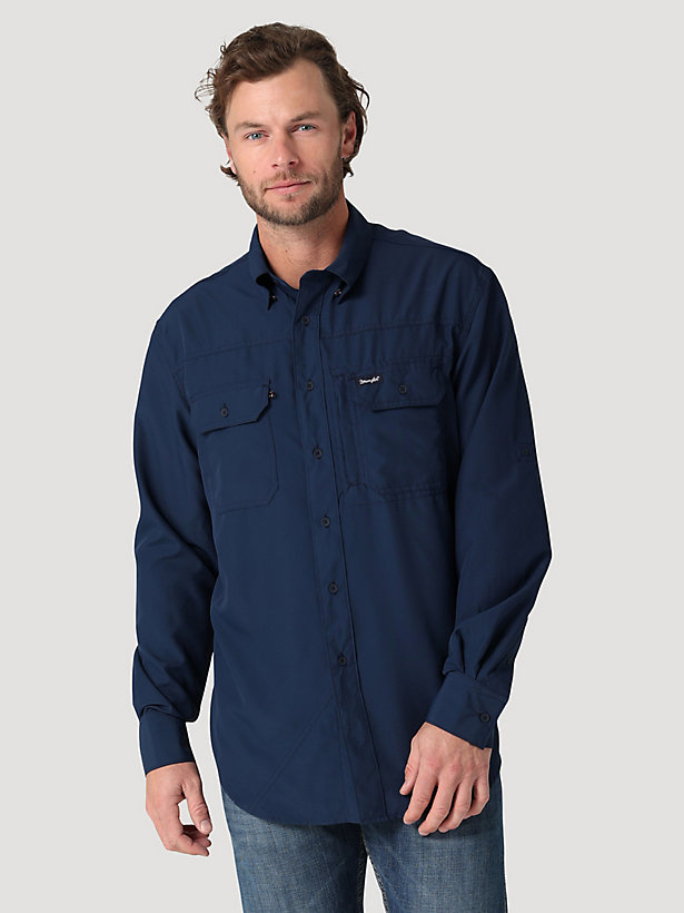 Men's Wrangler Performance Button Front Long Sleeve Solid Shirt