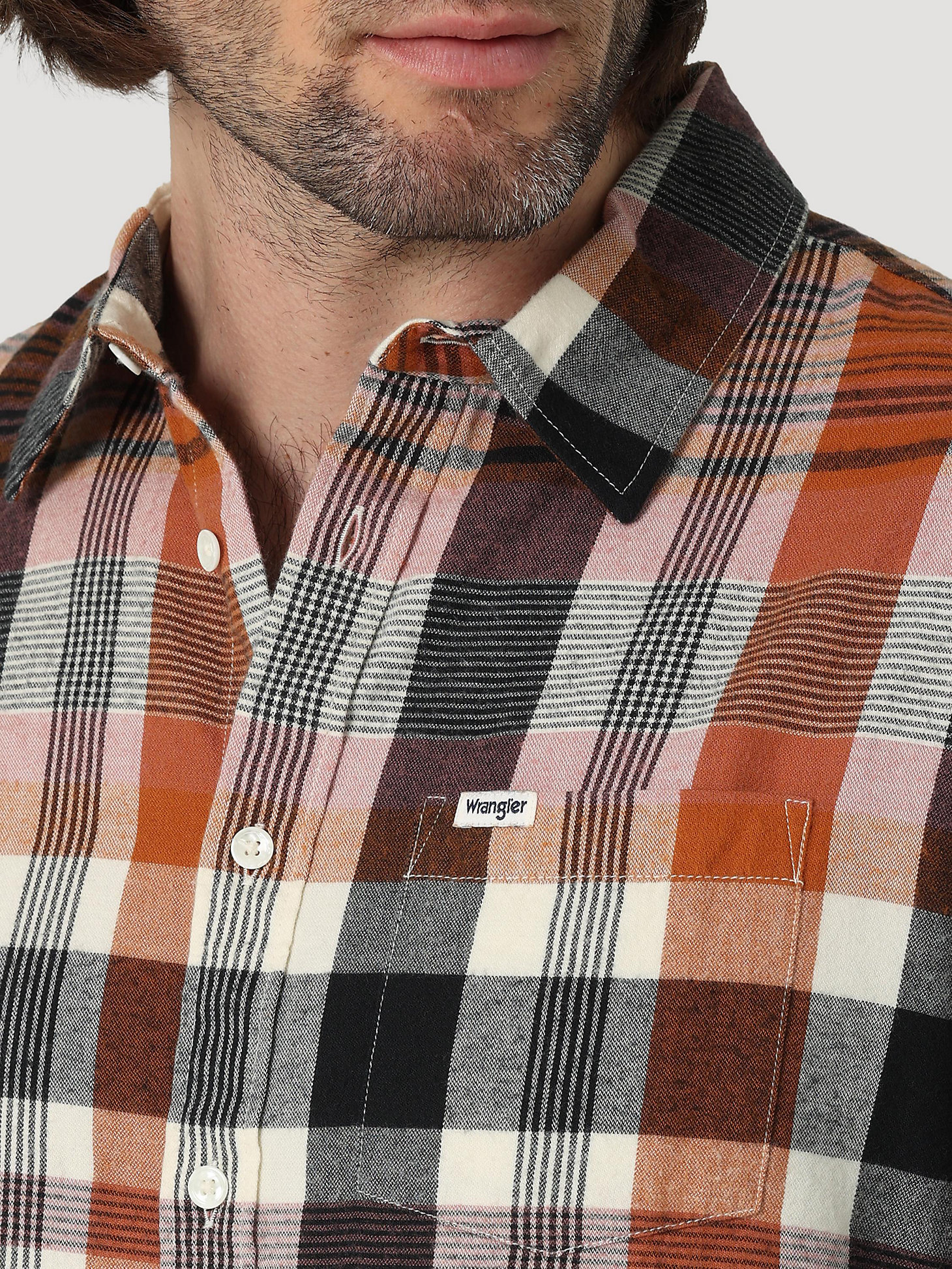 Men's Plaid Button-Up Shirt in Withered Rose alternative view 2