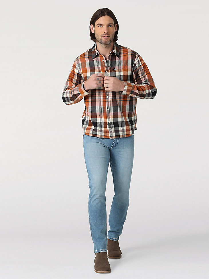 Men's Plaid Button-Up Shirt in Withered Rose alternative view 4