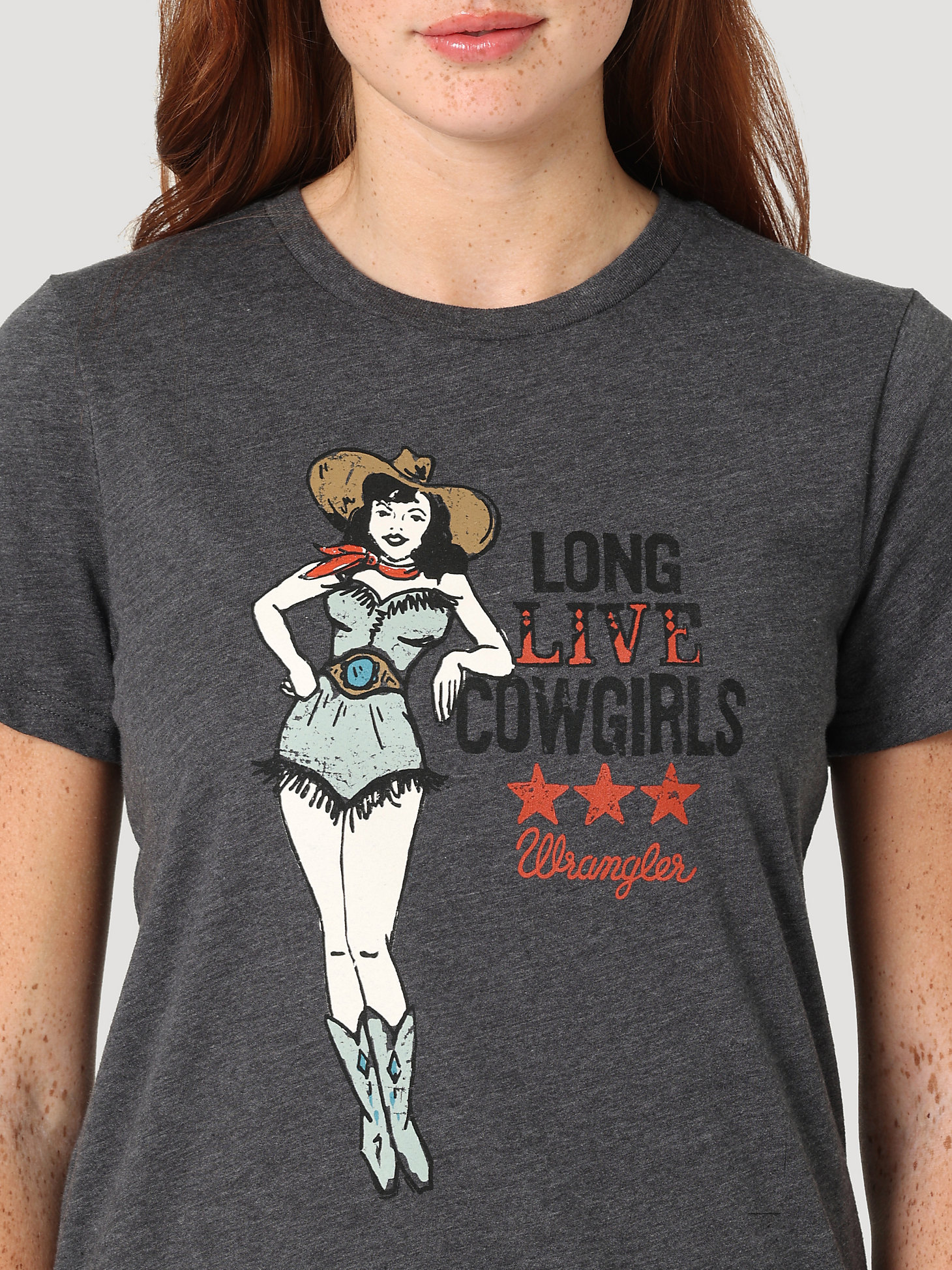 Womens Cowgirl Pin-Up Tee:Charcoal Heather:L alternative view 1