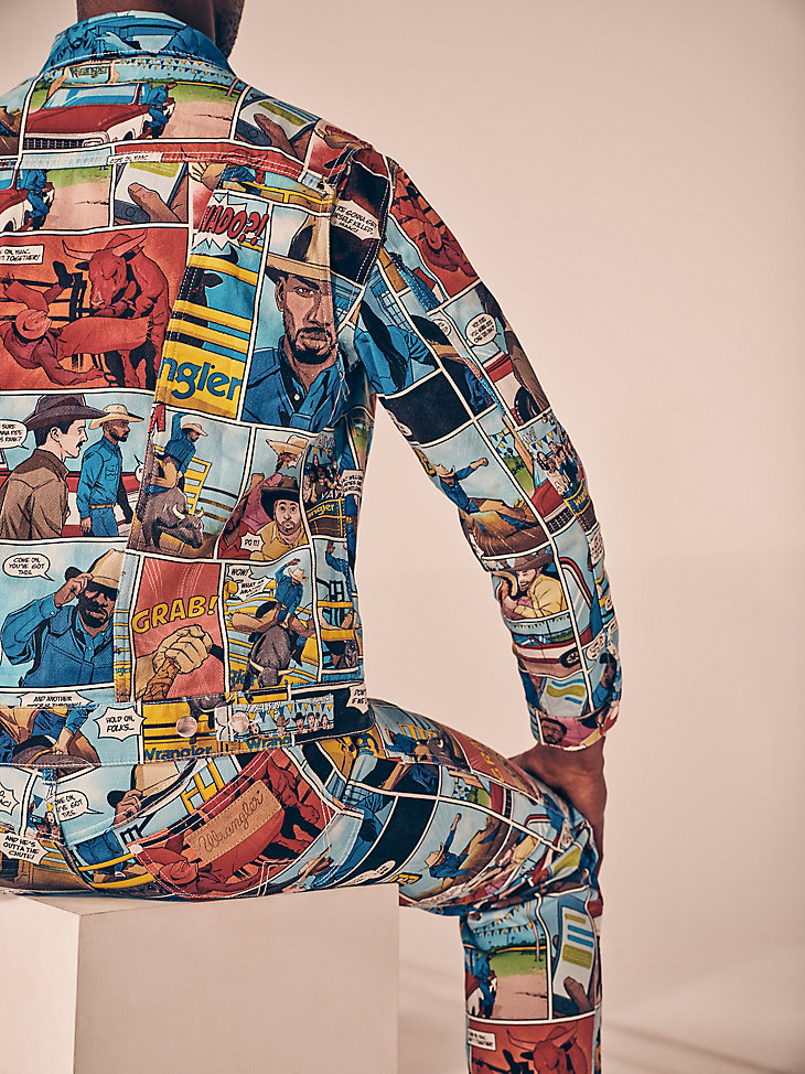 Reissue Men's Comic Book Jacket in Blue Multi alternative view