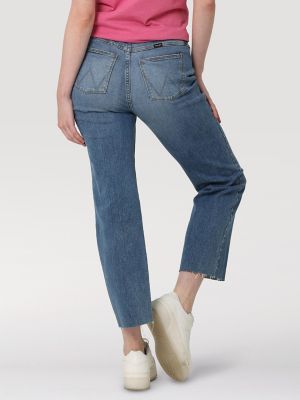 women's straight leg high rise jeans