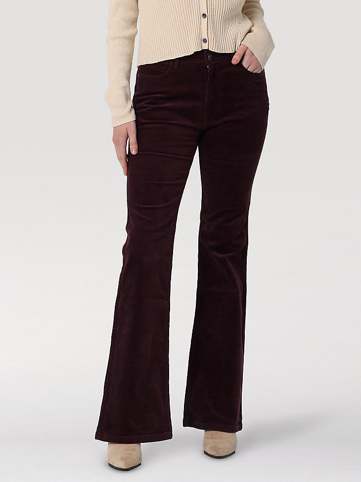 Women's Wrangler® Corduroy High Rise Fierce Flare Jean in Winetasting main view