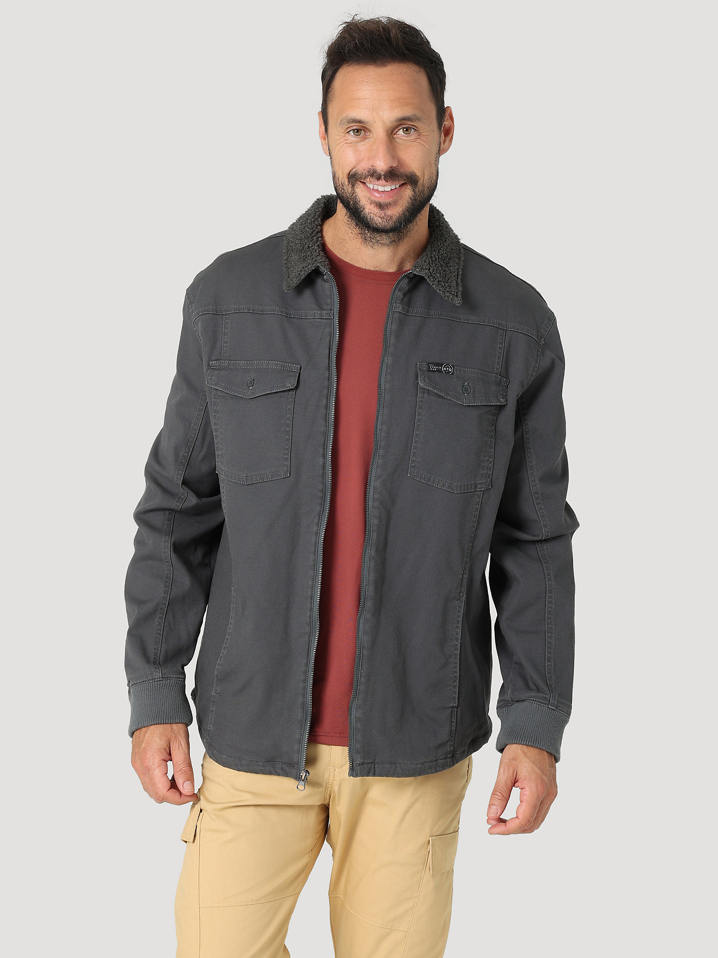 ATG by Wrangler™ Men's Sherpa Lined Canvas Jacket in Asphalt main view