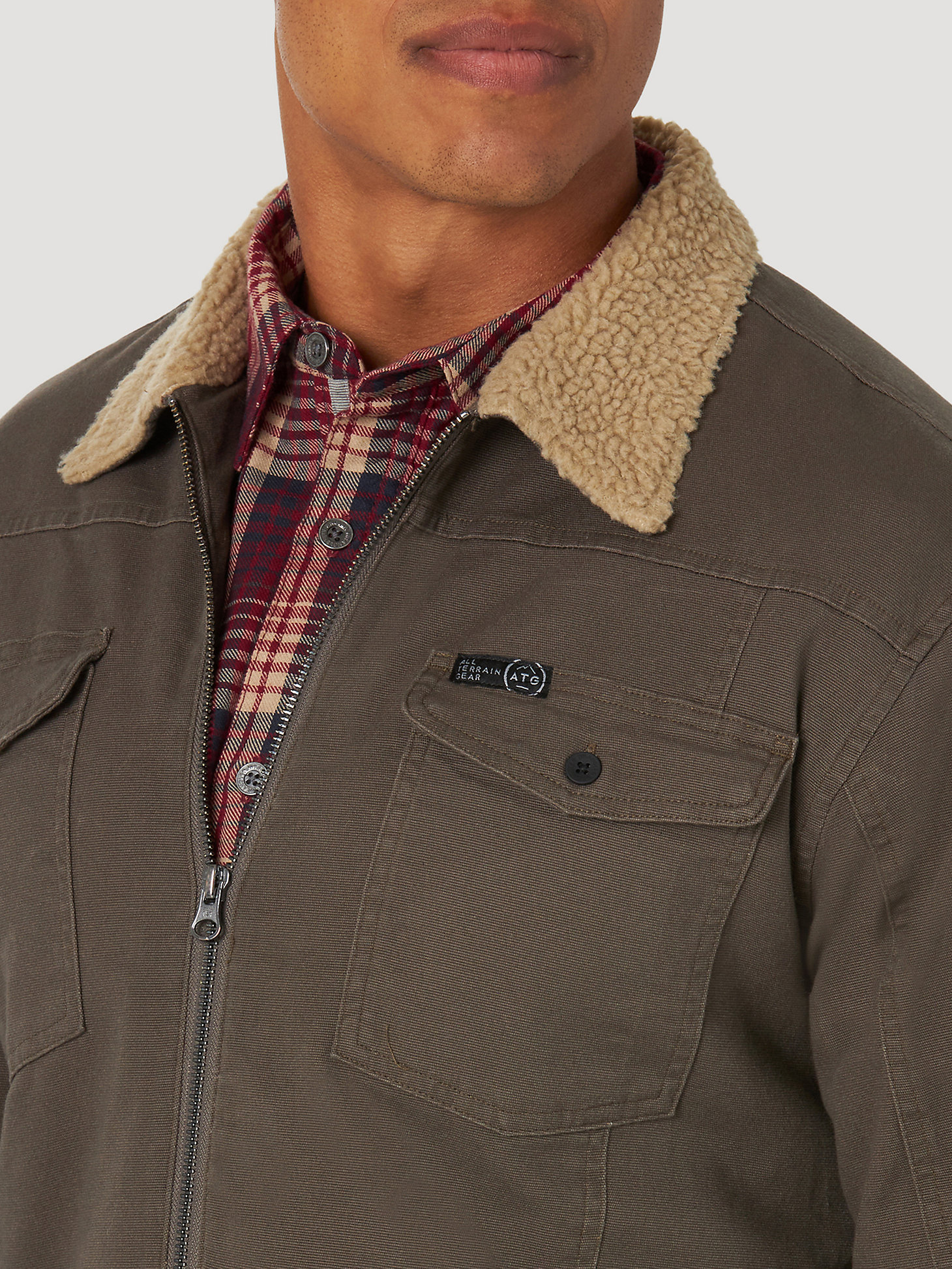 ATG by Wrangler™ Men's Sherpa Lined Canvas Jacket in Major Brown alternative view 4
