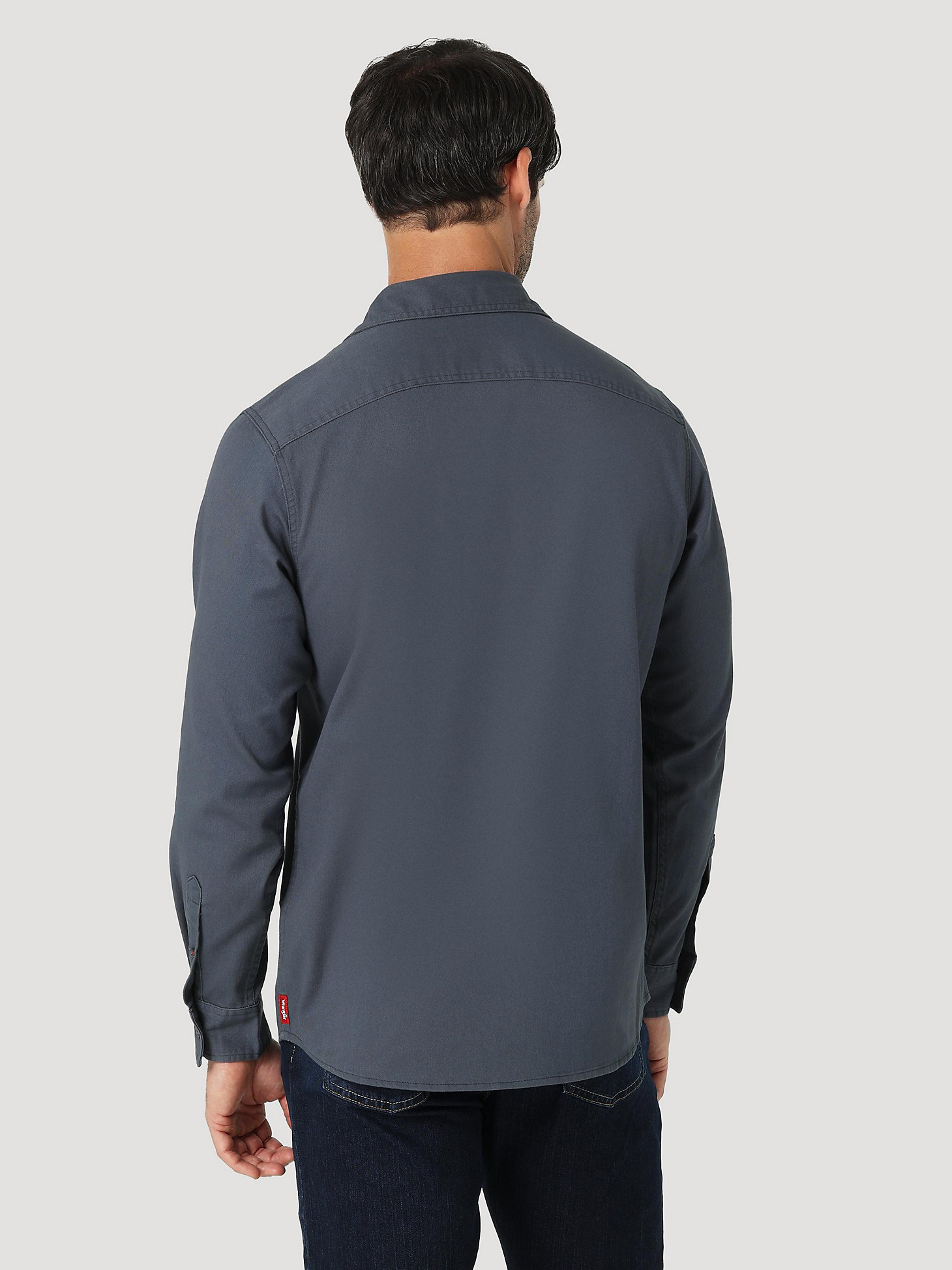 Men's Wrangler® Long Sleeve Twill/Denim Shirt in Ombre Blue alternative view 1