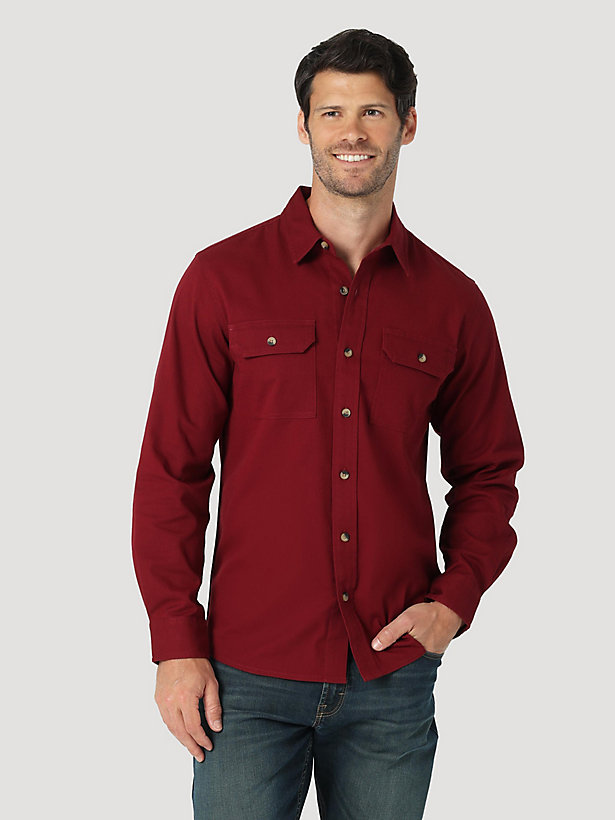 Men's Wrangler® Long Sleeve Twill/Denim Shirt in Cabernet