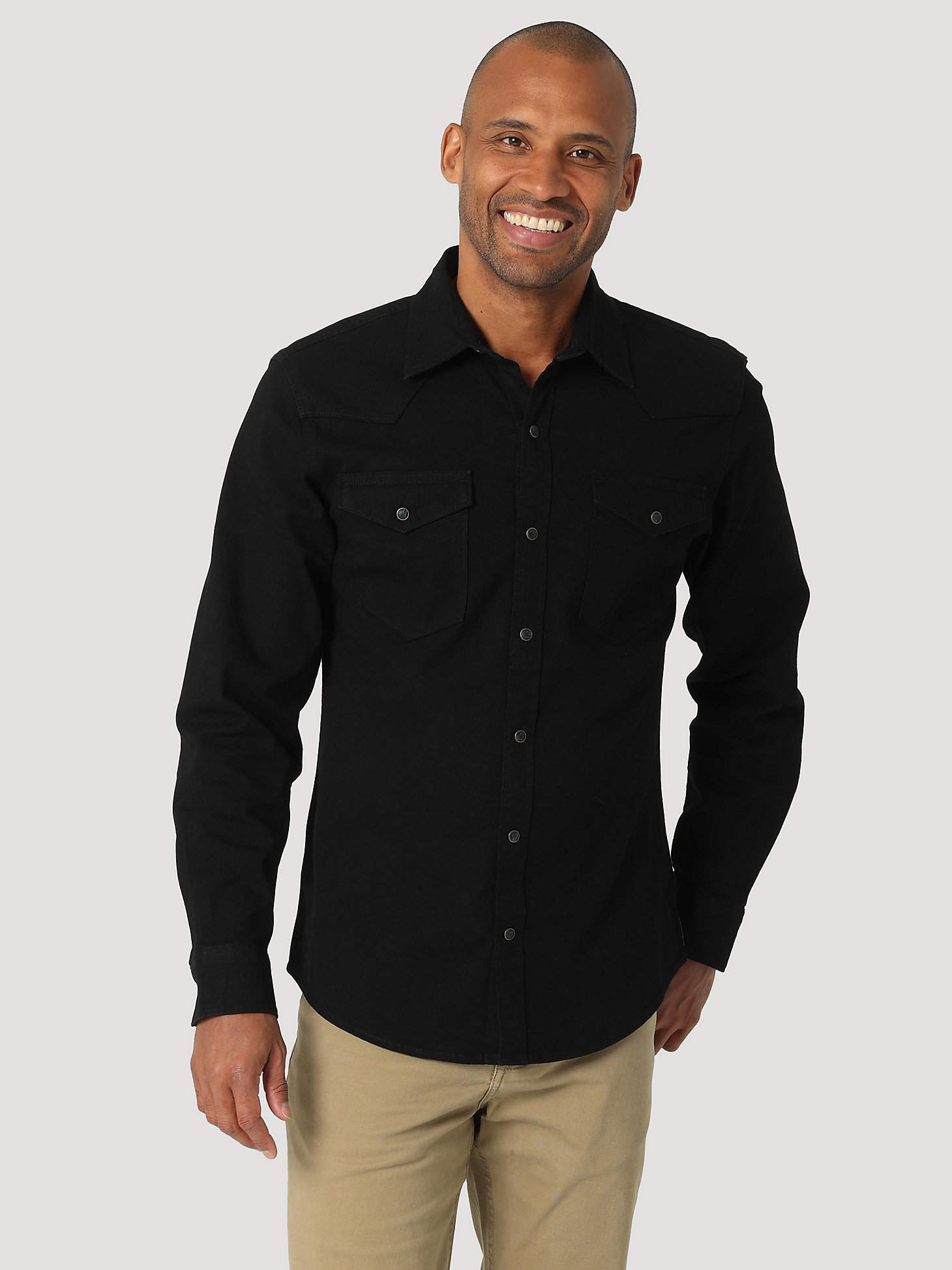 Men's Comfort Flex Denim Shirt in Black main view