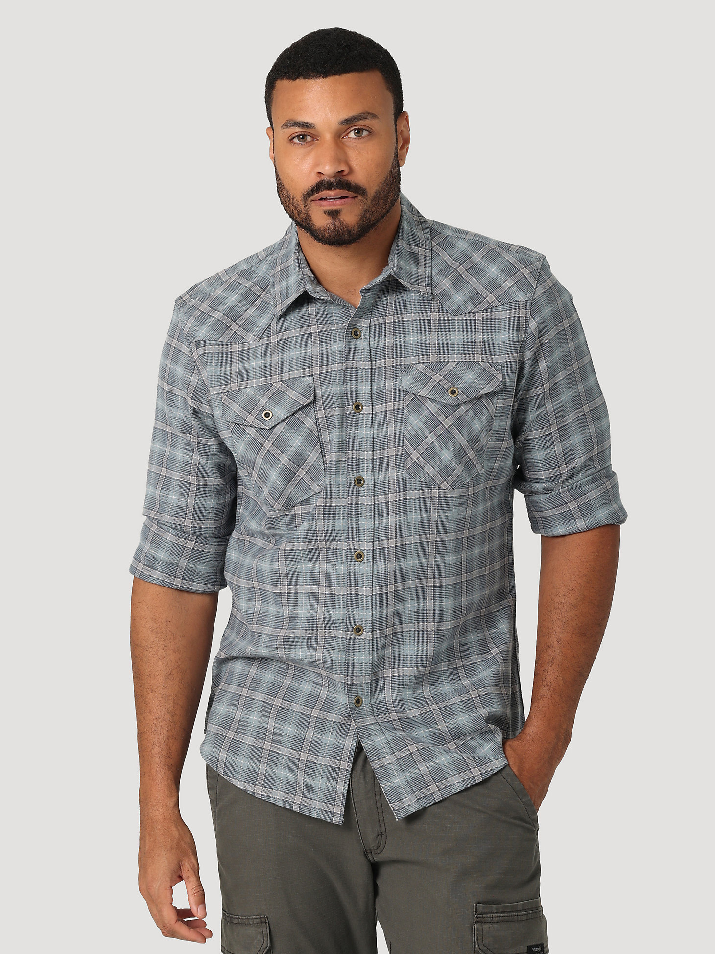 Men's Cloud Flannel™ Free To Stretch™ Shirt in Lead main view