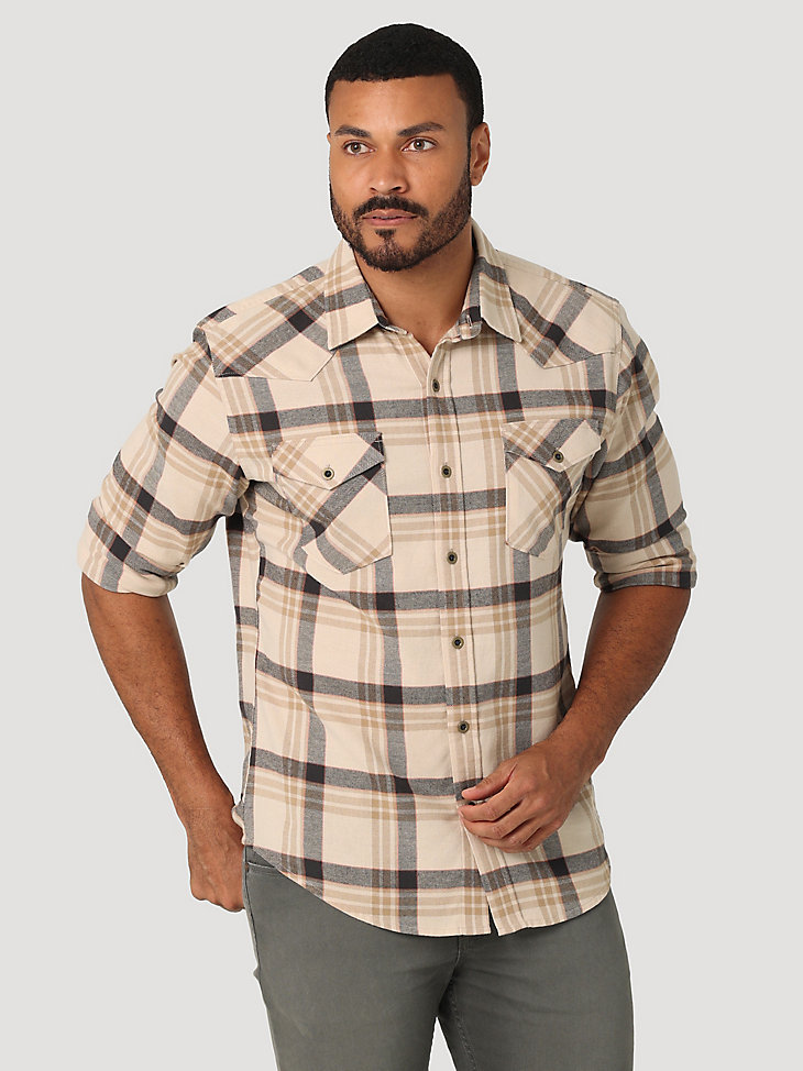 Men's Cloud Flannel™ Free To Stretch™ Shirt in Petrified Oak main view
