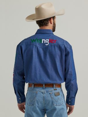 Wrangler® Logo Mexico Long Sleeve Western Snap Shirt