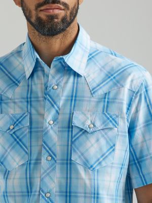 Men's Wrangler® Fashion Snap Short Sleeve Western Snap Plaid Shirt