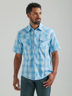 Men's Wrangler® Fashion Snap Short Sleeve Western Snap Plaid Shirt