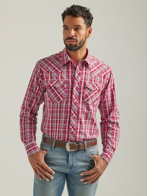 Wrangler Mens 20X Twenty X Western Plaid Pearl Snap Shirt MJ1250M 