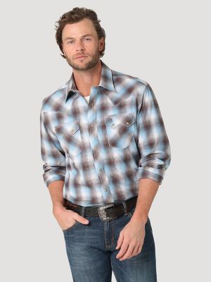 Men's Wrangler Retro® Long Sleeve Sawtooth Snap Pocket Western Shirt
