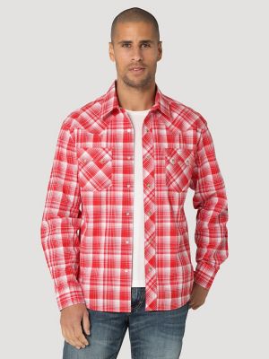 Men's Wrangler® Logo Long Sleeve Western Snap Shirt