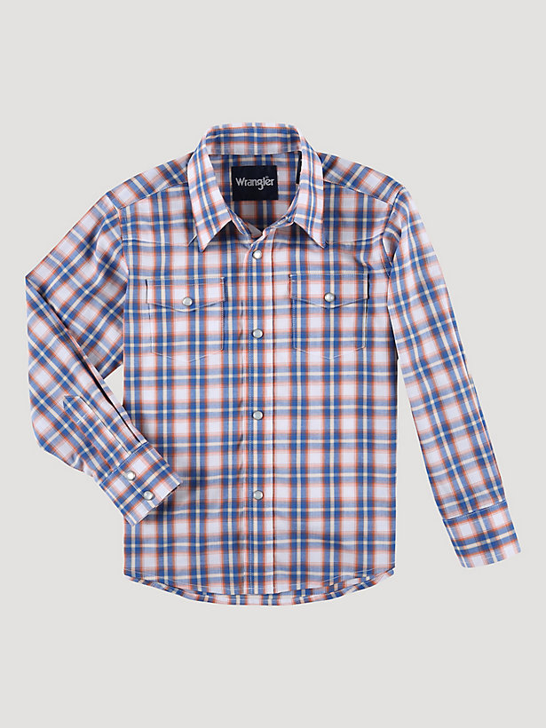 Boy's Long Sleeve Wrinkle Resist Western Snap Plaid Shirt