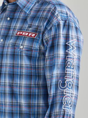 Wrangler PBR Men's Long Sleeve Logo Shirt-Red & White