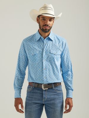 Men's Wrangler® Competition Advanced Comfort Long Sleeve Western Print Shirt The Monarch Look | Wrangler®