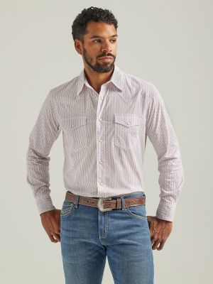 Men's 20X® Competition Advanced Comfort Long Sleeve Western Snap Print Shirt in Dark Pink