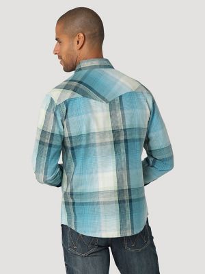 Long Wrangler Plaid Western Snap Men\'s Premium Sleeve Retro® Shirt