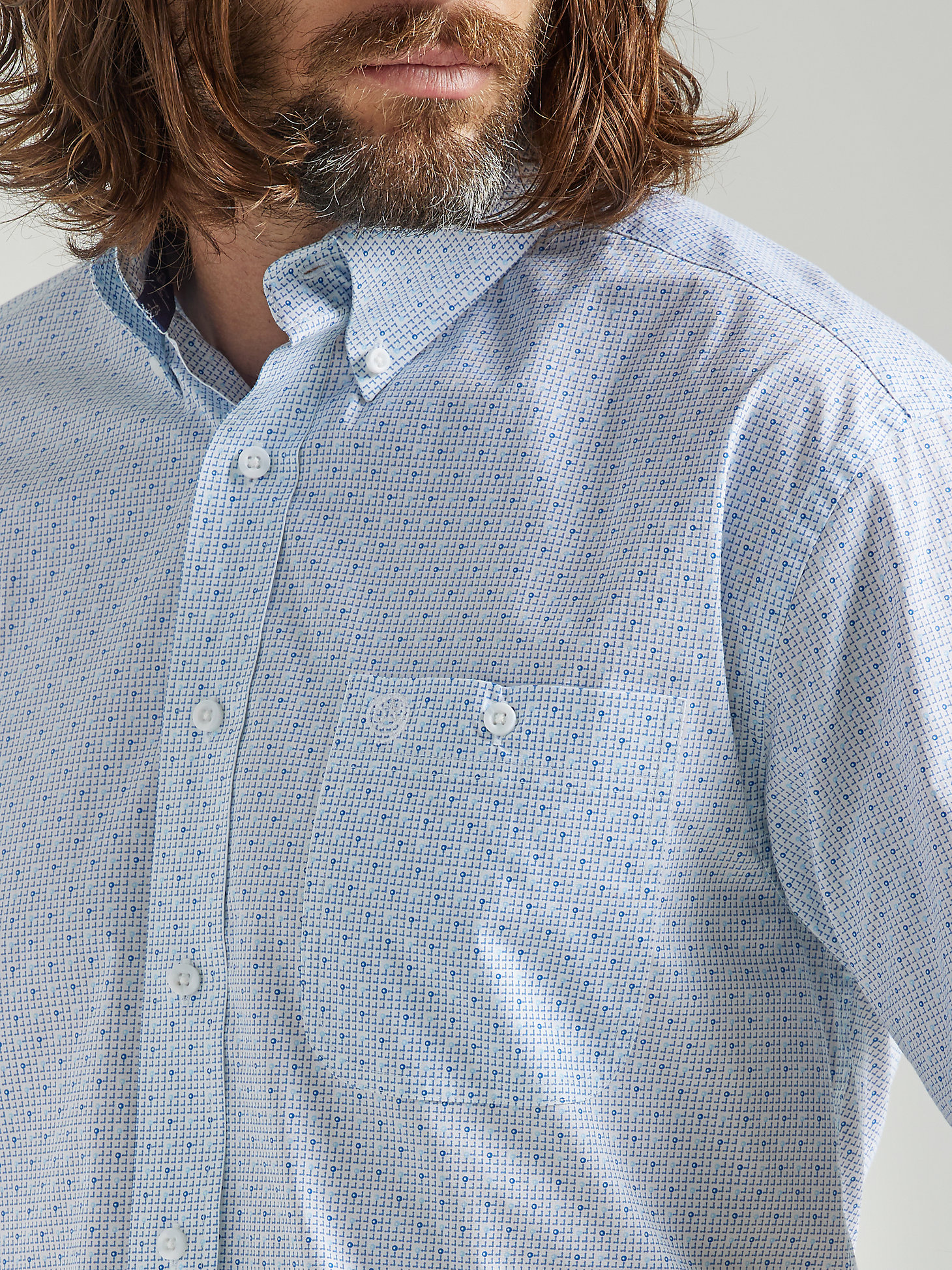 Men's George Strait® Short Sleeve Button Down One Pocket Print Shirt in Baby Blue alternative view 2
