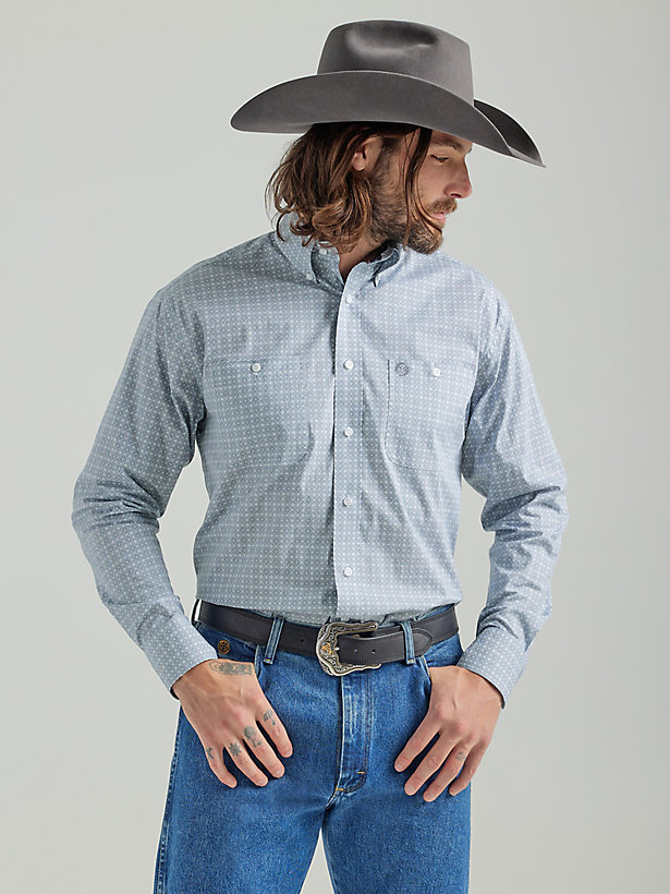 Men's George Strait Long Sleeve Two Pocket Button Down  Print Shirt