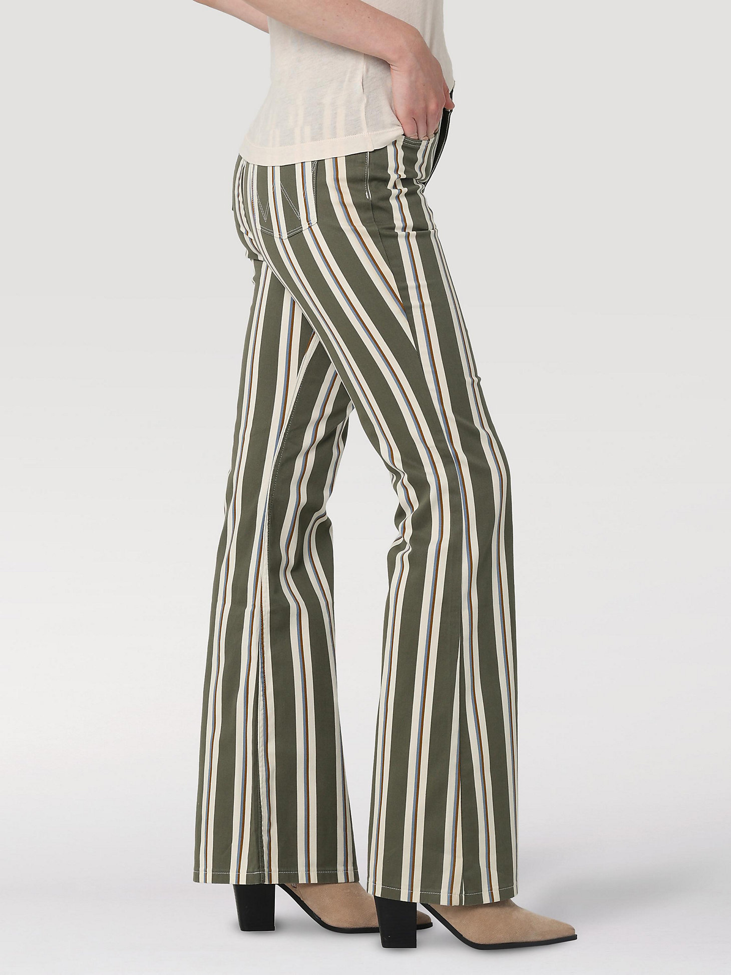 Women's Fierce Flare Stripe Jean in Moss alternative view 1