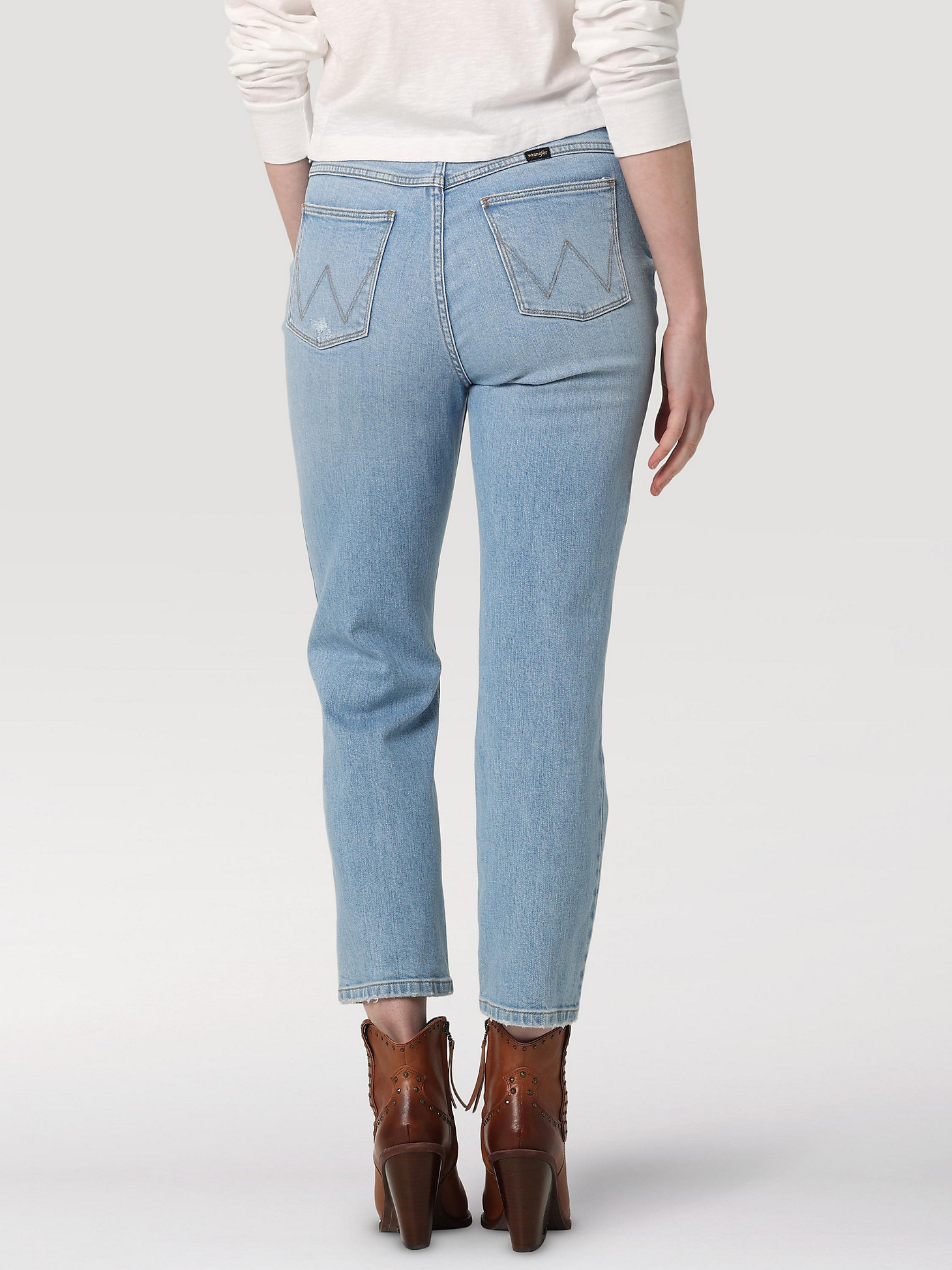 Women's High Rise Rodeo Straight Crop in Light Wash alternative view 1