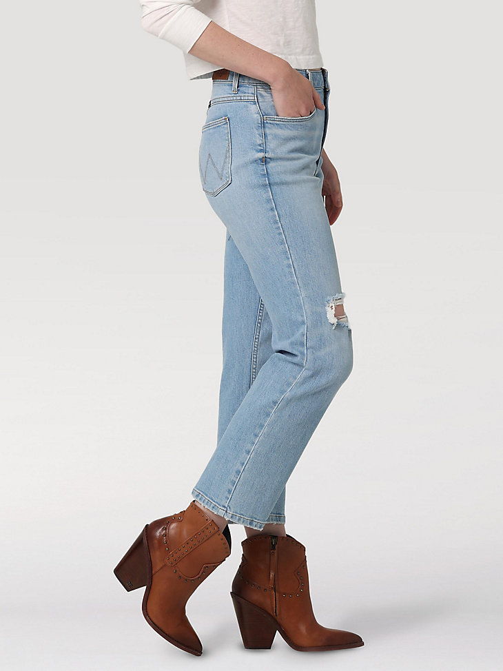 Women's High Rise Rodeo Straight Crop in Light Wash alternative view 2