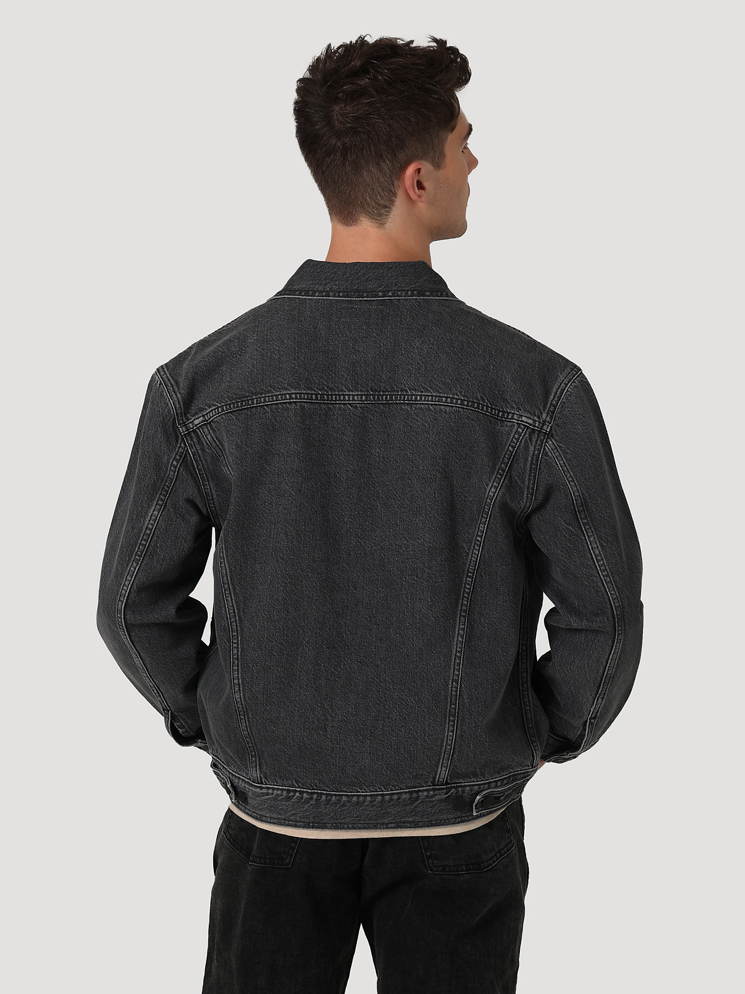 Men's Unlined Denim Jacket in Black Stone Wash alternative view 1