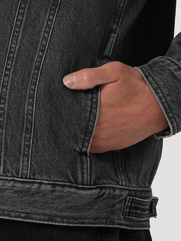 Men's Unlined Denim Jacket in Black Stone Wash alternative view 3