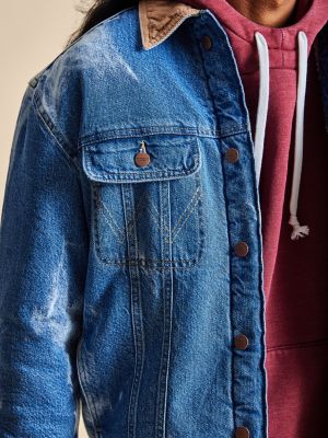 Leather Accent Denim Jacket - Ready to Wear