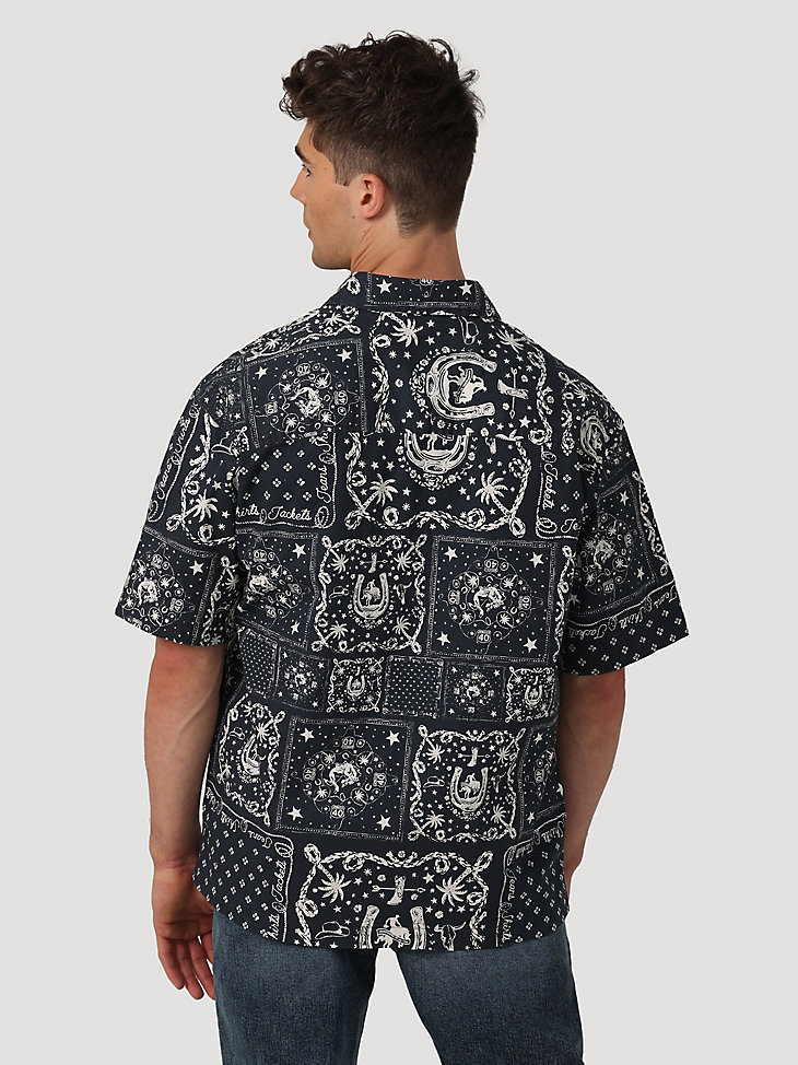 Men's Printed Woven Shirt in Dark Sapphire alternative view