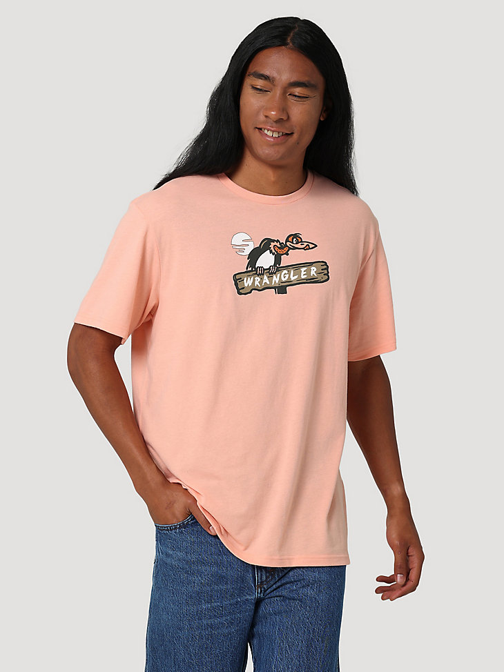 Men's Relaxed Deserted Graphic T-Shirt in Salmon main view