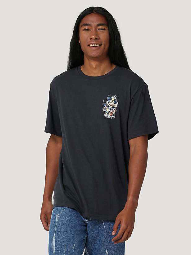 Men's Cowboy Alien Graphic T-Shirt in Pirate Black