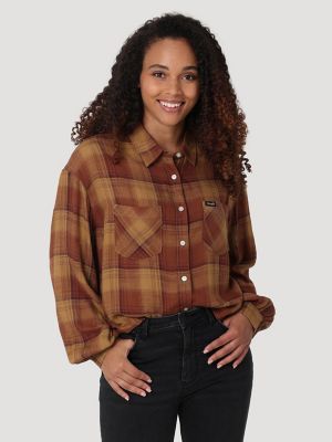 BROWN FLANNEL CROP JACKET - The Copper Closet