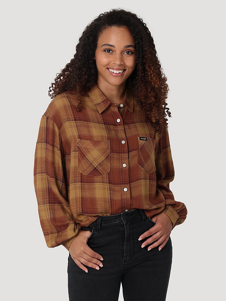 Cropped Plaid Flannel Shirt
