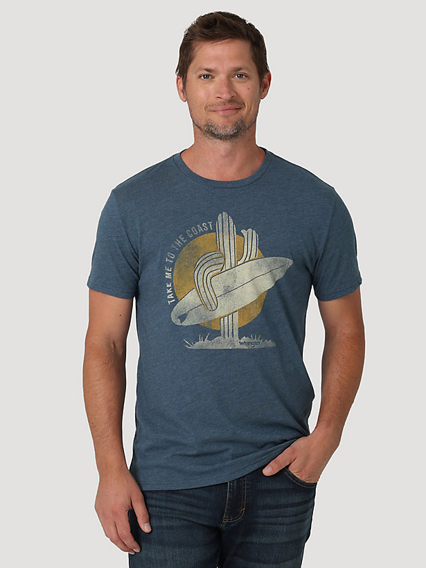 Men's Surfing Cactus Graphic T-Shirt in Midnight Navy