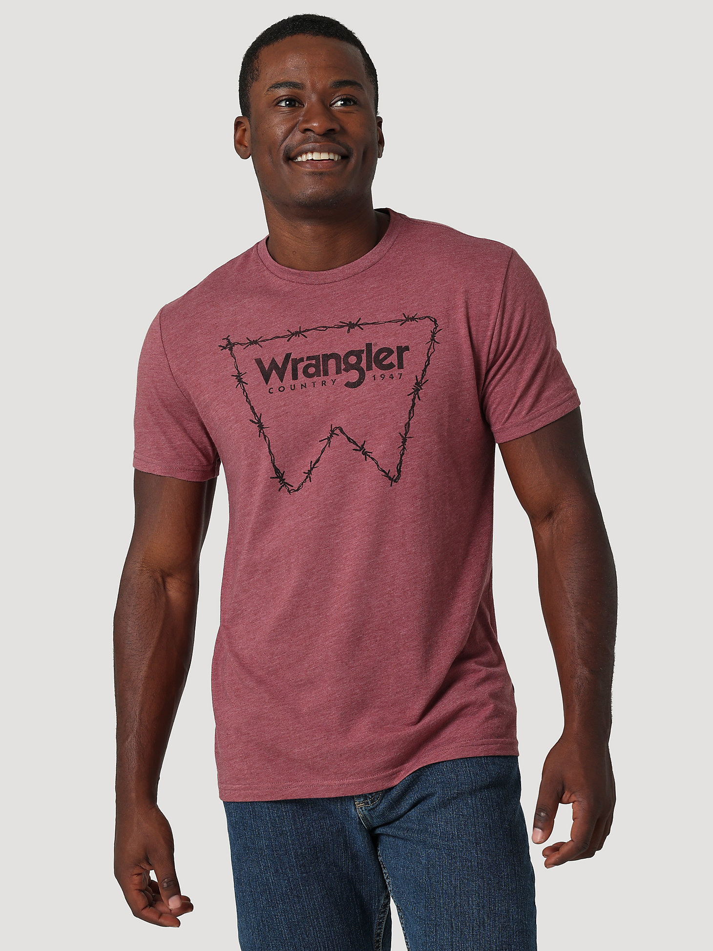 Men's Barbed Logo Graphic T-Shirt in Burgundy Heather main view